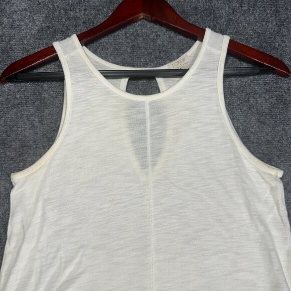 J Crew Top Womens XS Tank Keyhole Back Curved Hem Pullover Stretch Knit Ivory - Picture 3 of 7